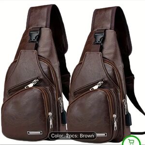 Men's Brown Leather Sling Bag